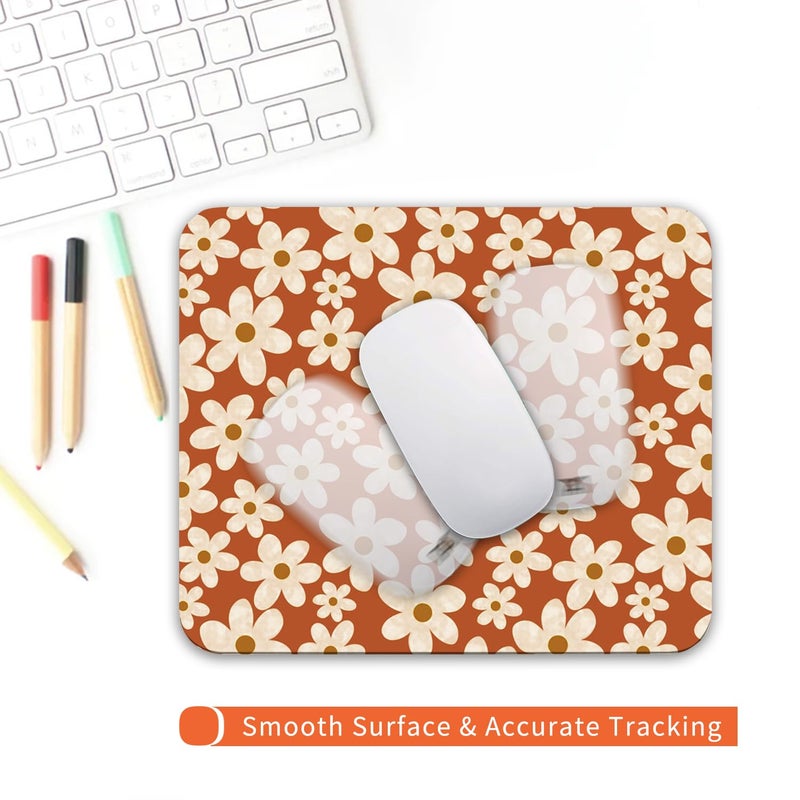 Armanza Square Mouse Pad Cute Flowers, Personalized Premium-Textured Custom Mouse Mat Design, Washable Mousepad Cloth, Non-Slip Rubber Base Computer Mouse Pads for Wireless Mouse - Image 4